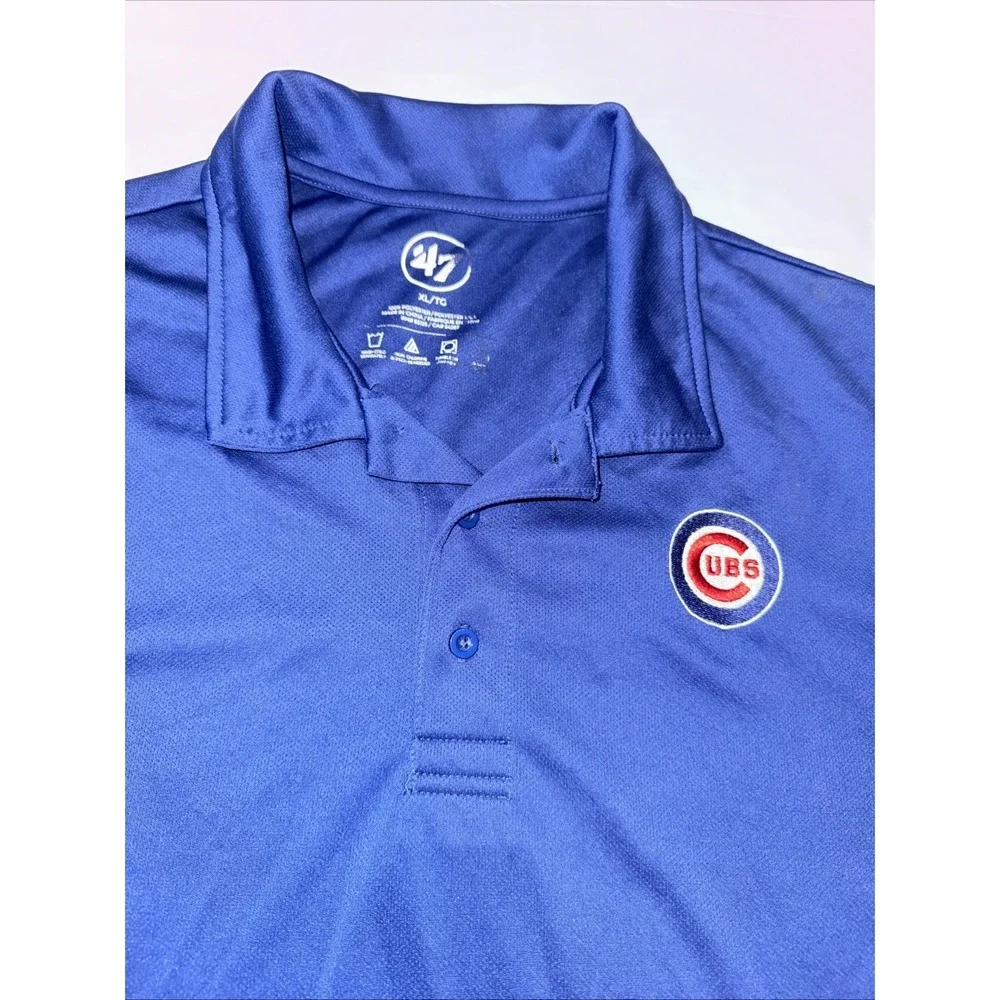 Chicago Cubs MLB '47 Mens Sz XL Royal Blue Performance Short Sleeve Polo